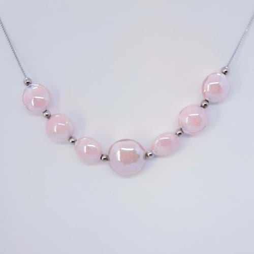 Collana Lustro 5 perle   rosa