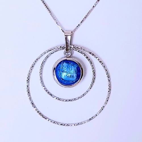 Collana Sole Anelli azzurro